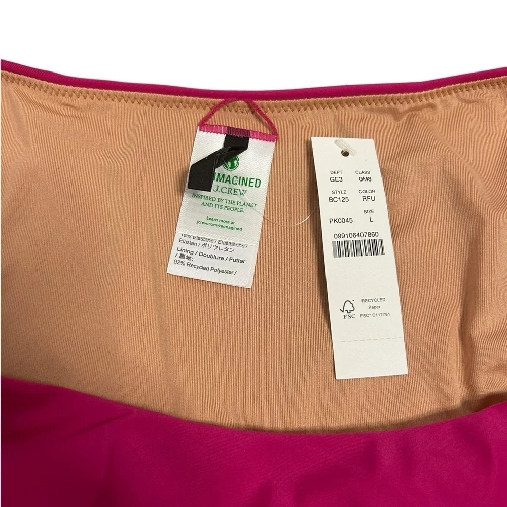 J. Crew Hot Pink Curved-Waist Cheeky Bikini Bottom Women’s Sz Large BC125 NWT